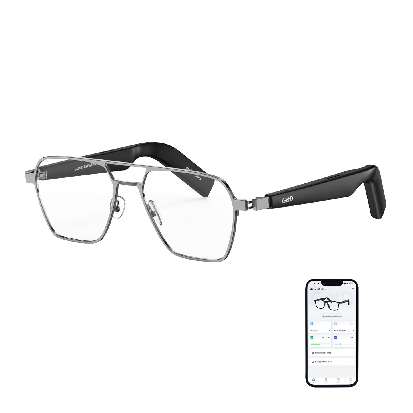 GetD Bluetooth Sunglasses for Men/Women, AI Translator, 11H Battery Life, Polarized Lens, UV Protection, Voice Control, Built-in Mic & Speakers, Smart Eyewear for Gaming Meeting Travel