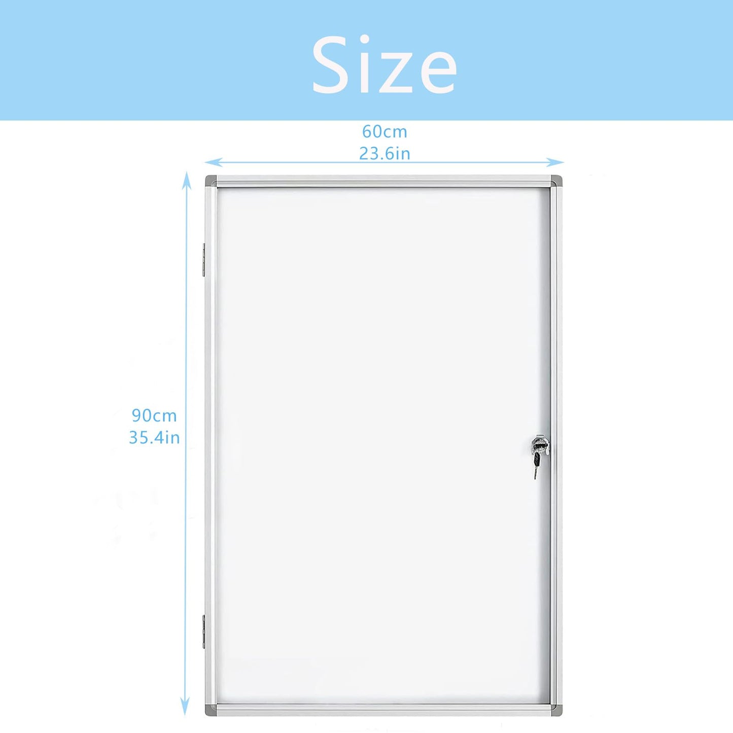 Enclosed Lockable Dry Erase Board 36x24 Inches - Magnetic White Board with Acrylic Door & Keys - Silver Aluminum Frame Notice Board Wall Mount Display Case for School, Office & Community