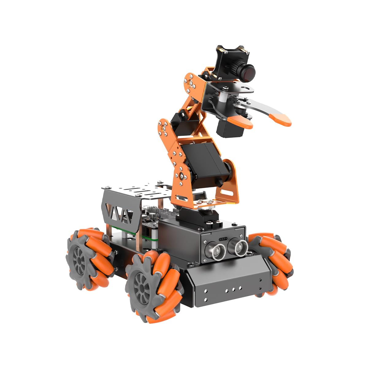 HIWONDER 5DOF AI Vision Robotic Arm Powered by Raspberry Pi Smart Robotic Arm Mecanum Wheel Chassis Robot Car Kit DIY Robot for Beginners, with RPi5 8GB