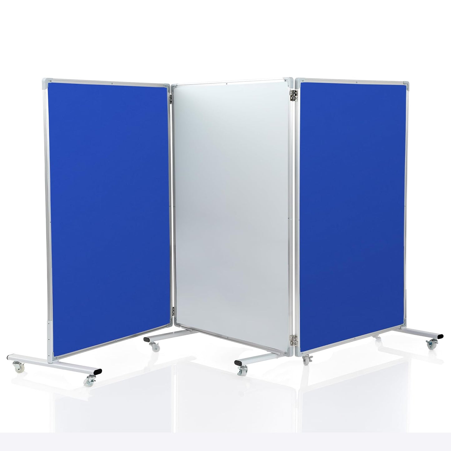 AmazingSpark Set of 3 Classroom Dividers for Room Separation, 4 x 8 ft Short Play Panels for Room Divider, Double-Sided Magnetic Dry Erase Board and Felt Board for Preschool(Blue White)