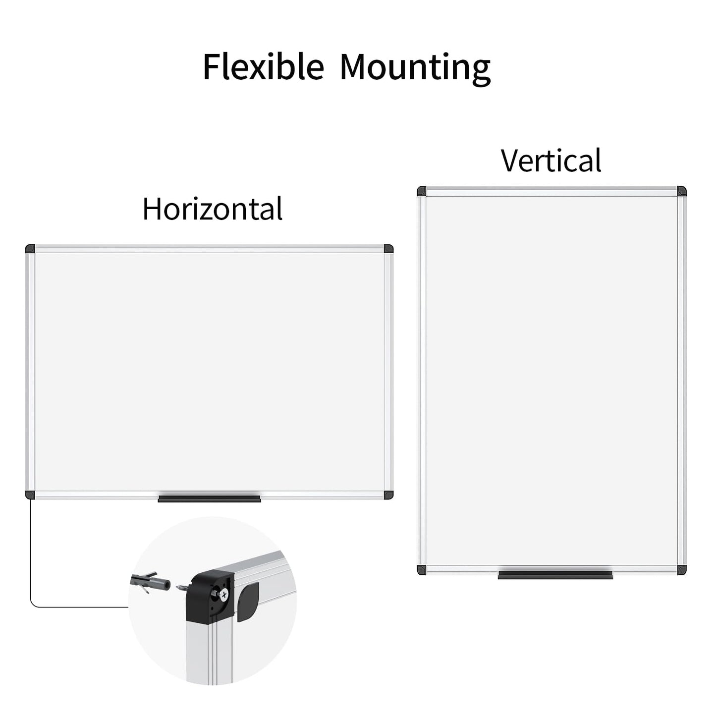 VIZ-PRO Dry Erase Board/Whiteboard, 36 X 24 Inches, Wall Mounted Board for School Office and Home