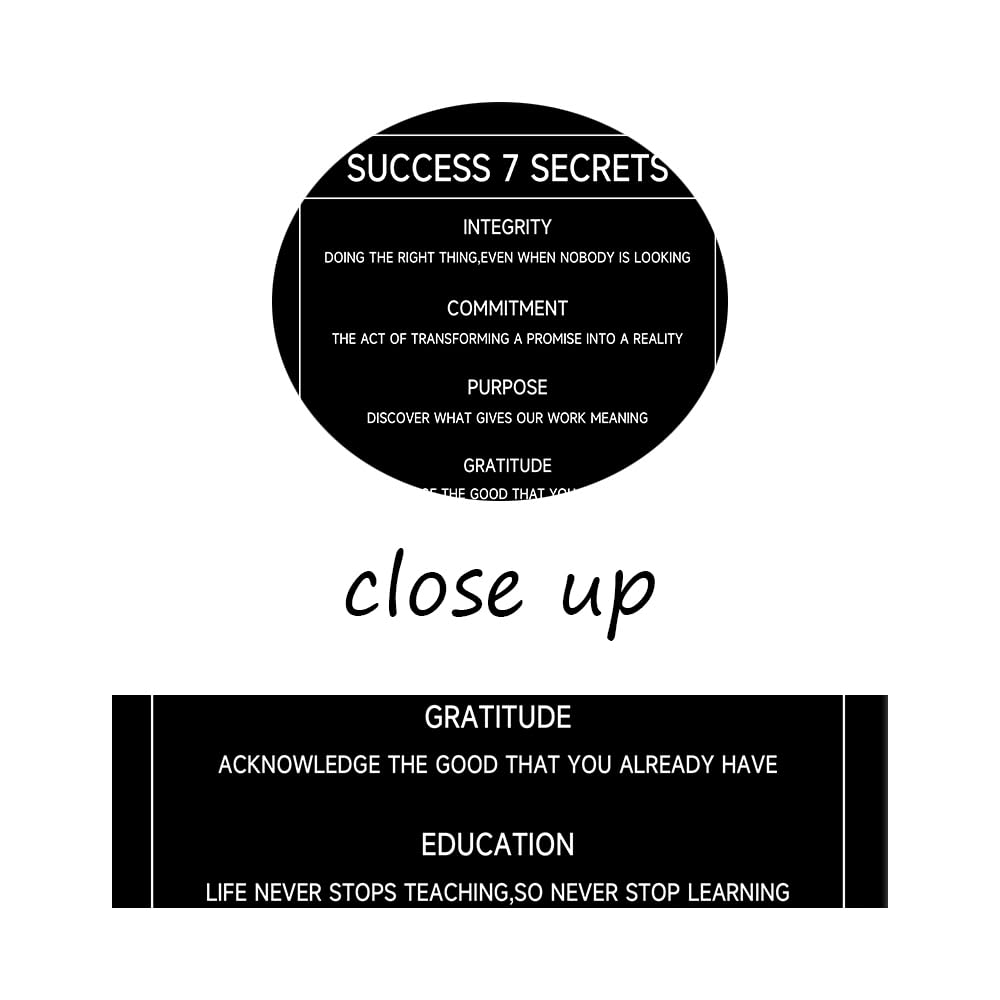 Inspirational Canvas Wall Art Home Decor Motivational Success 7 Secrets Poster Print Positive Quote Painting Picture Artwork for Living Room Workplace Office Stretched and Framed [12''W X 18''H]