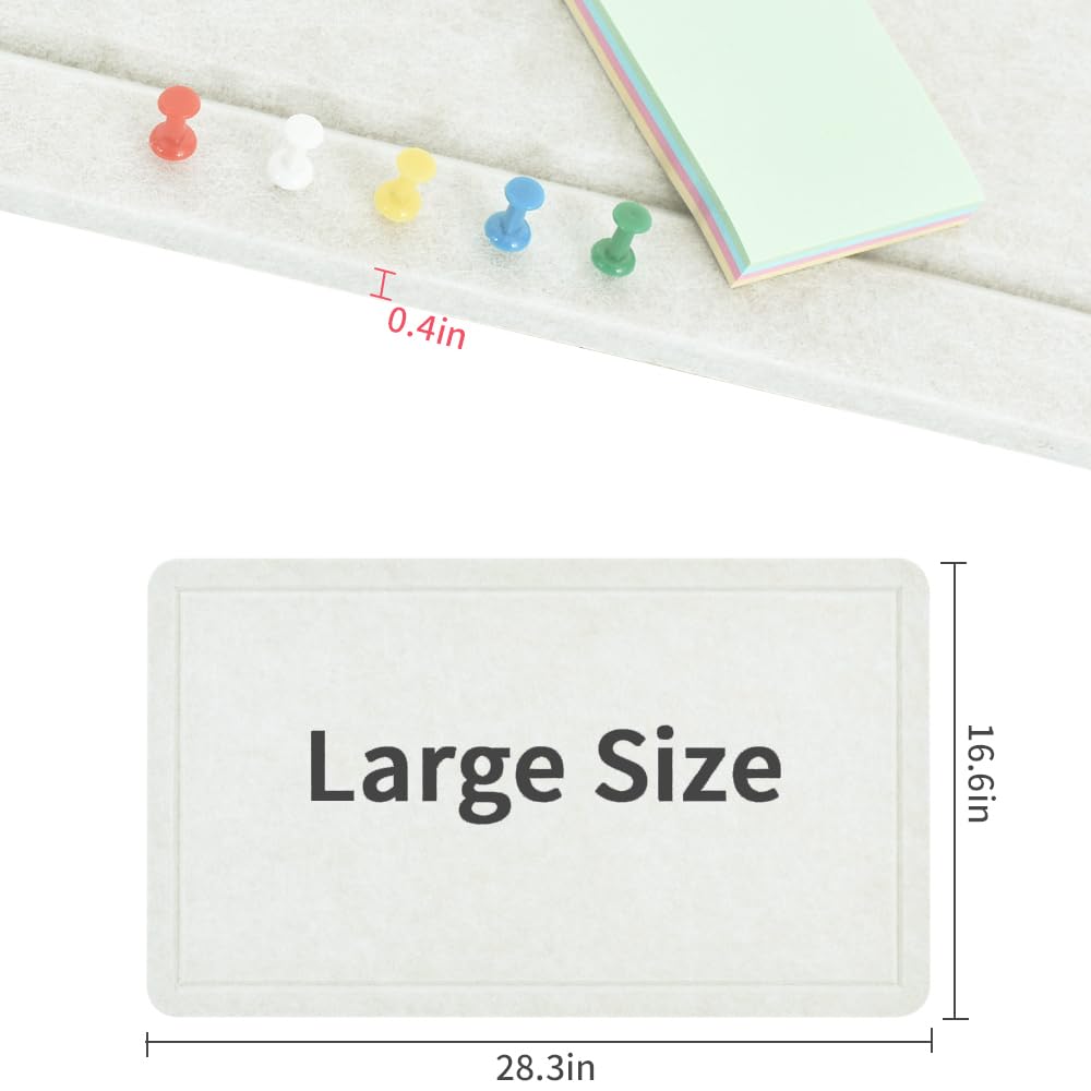 Vuzvuv Beige White 28"x16" Large Cork Board with 50 Push Pins & Sticky Notes, Self-Adhesive Bulletin Board for Wall, Felt Pin Vision Board for Paste Notes,Schedules Offices Home