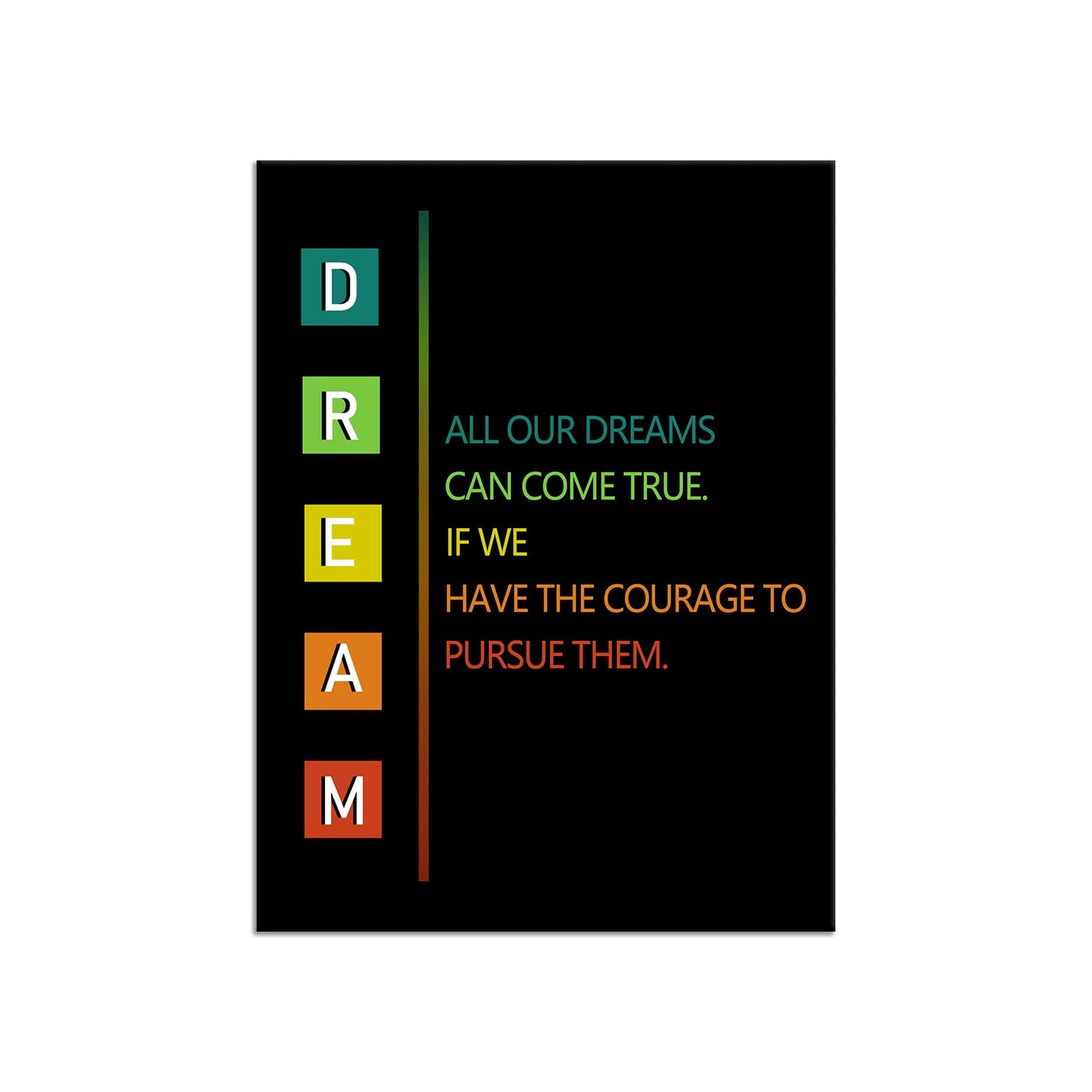 YSPCSUN Inspirational Wall Decor Dream Quote Canvas Prints Framed Motivational Posters For Bedroom Living Room Home Office Daily Affirmations Courage To Pursue Success Artwork 24x18 Inch Poster