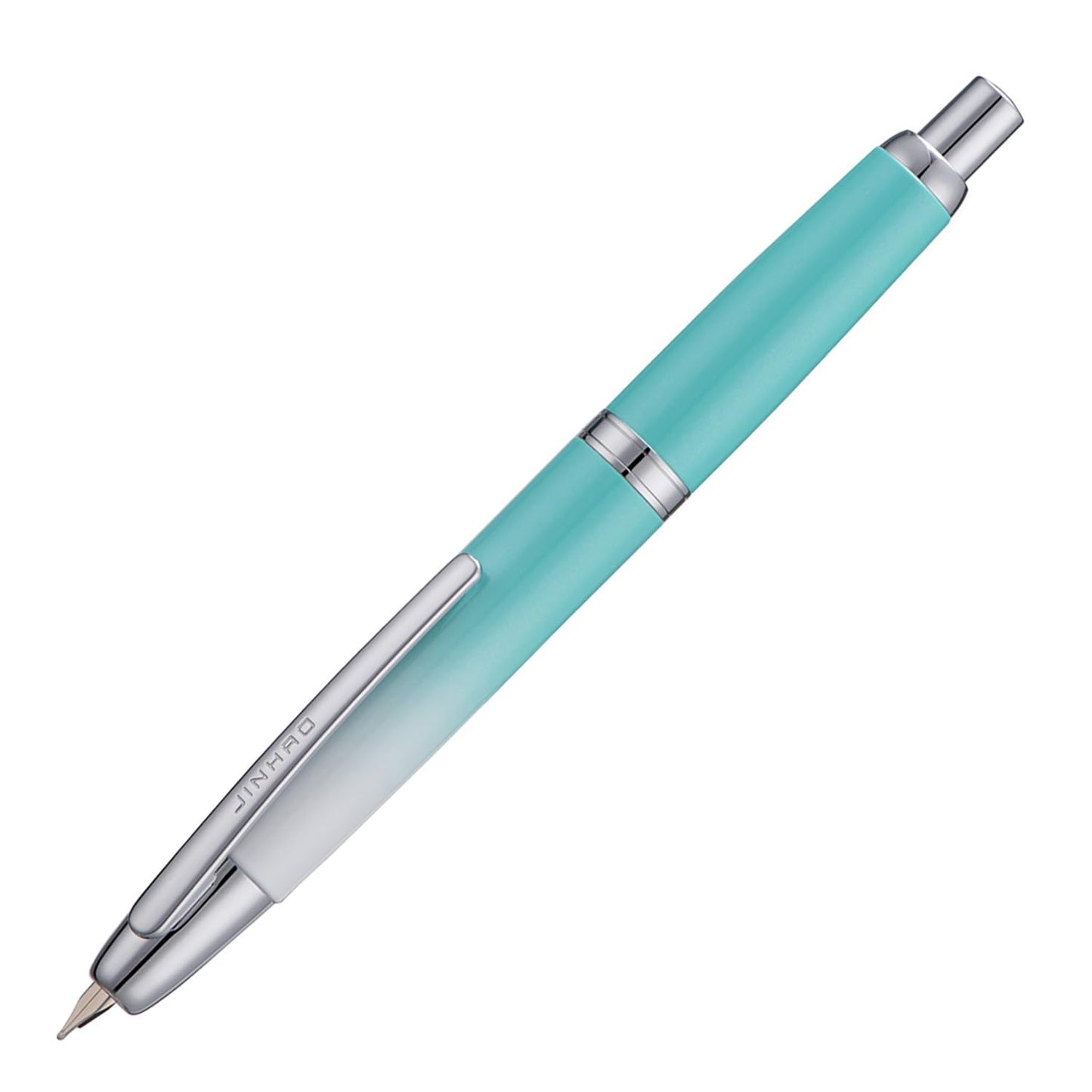 Jinhao 10 Press Fountain Pen with Box, Gradient Mint Green Retractable Extra Fine Nib with Ink Converter Set (Silver Clip)