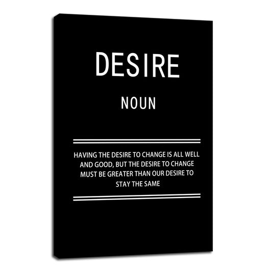 WYJZDZQ8 Desire Noun Inspirational Canvas Office Print Wall Art Motivational Picture Poster Painting Modern Inspiring Artwork for Home Living Room Bedroom Decor Ready to Hang [24''W x 36''H]