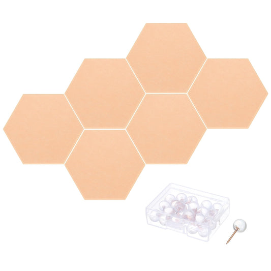 PATIKIL Felt Bulletin Board, 12"x10", 6 Packs Self Adhesive Hexagon Felt Tiles for Sound Proofing Wall Panels for Home Office Recording Studio,Game Room, Beige