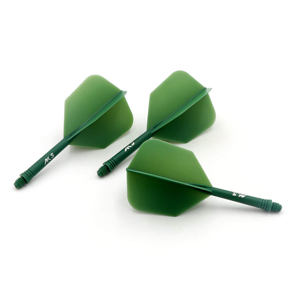CUESOUL Integrated Dart Shaft and Flights Set of 3, 28mm Standard Shape, All Green, Model CSAK-53YS, Crystal Material