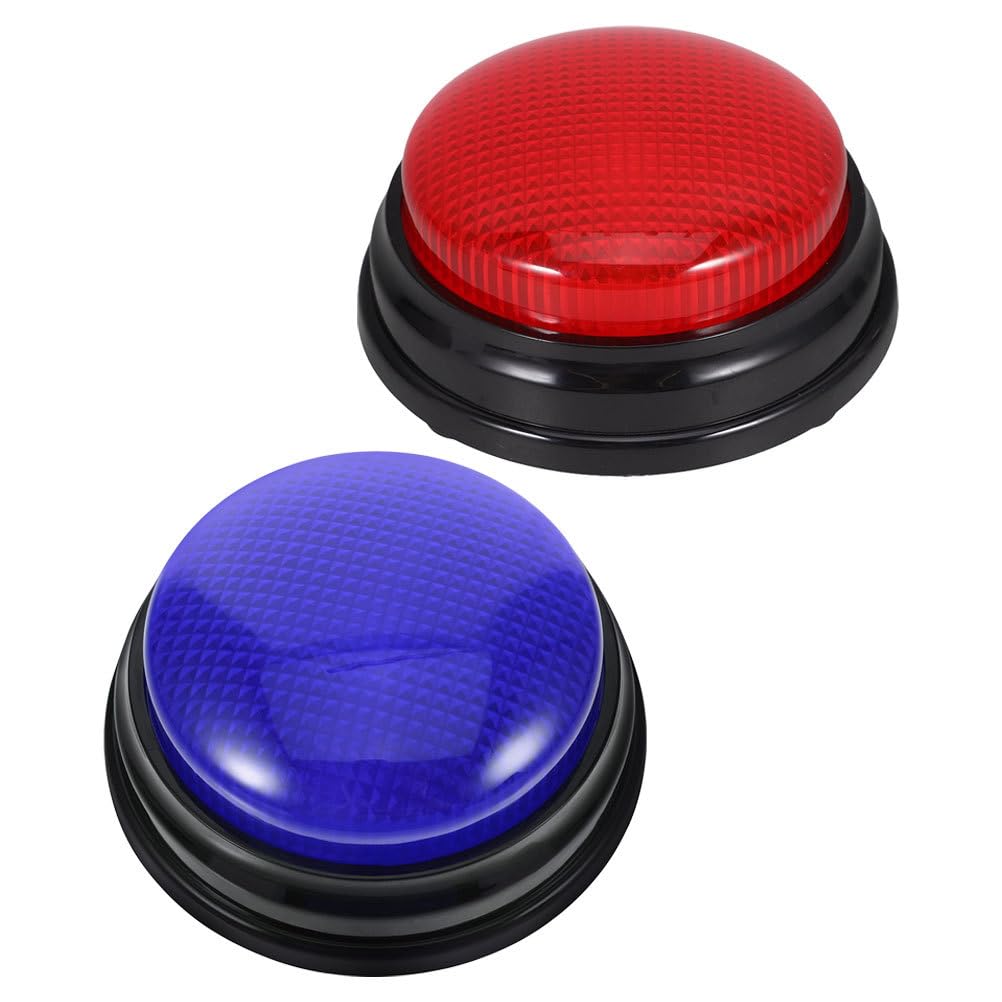 Toyvian Voice Button Game Buzzers with Lights and Sound 2 Pack Party Buttons for Interactive Games and Entertainment 3.54 Inch Ideal for Family Classroom and Trivia Activities