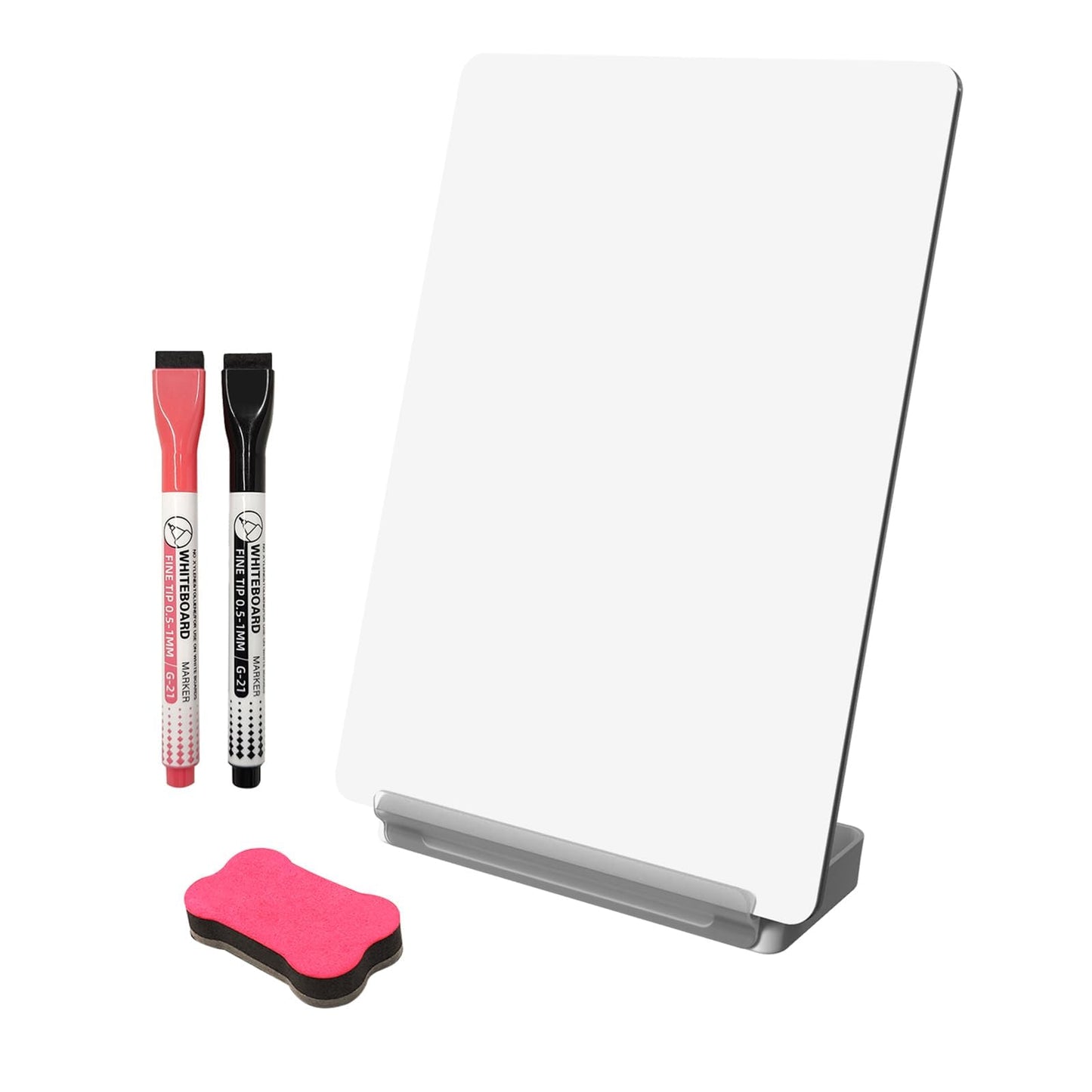 Yagee Desktop Whiteboard with Storage, Dry Erase Board with Phone & Tablet Stand, to-do List Memo, Double-Sided Writing Board for Office and School Supplies, 9.5''×6.7'', Marker＆Duster Included