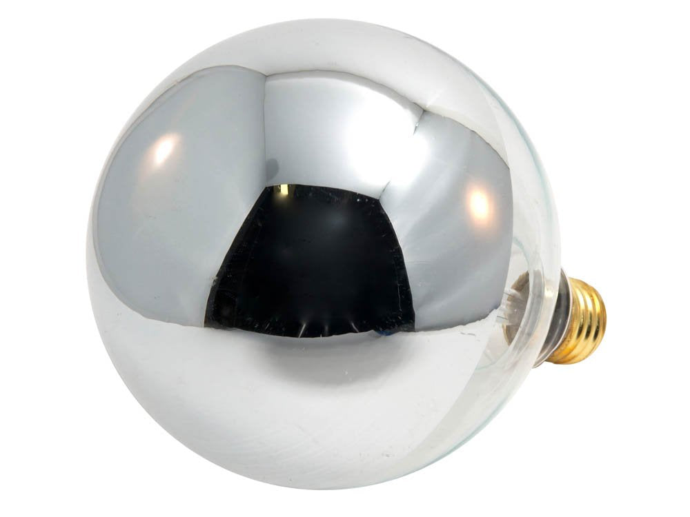 Bulbrite 100W Globe Shape Bulb, Half Chrome, Warm White, Model 100G40HM, Single Item