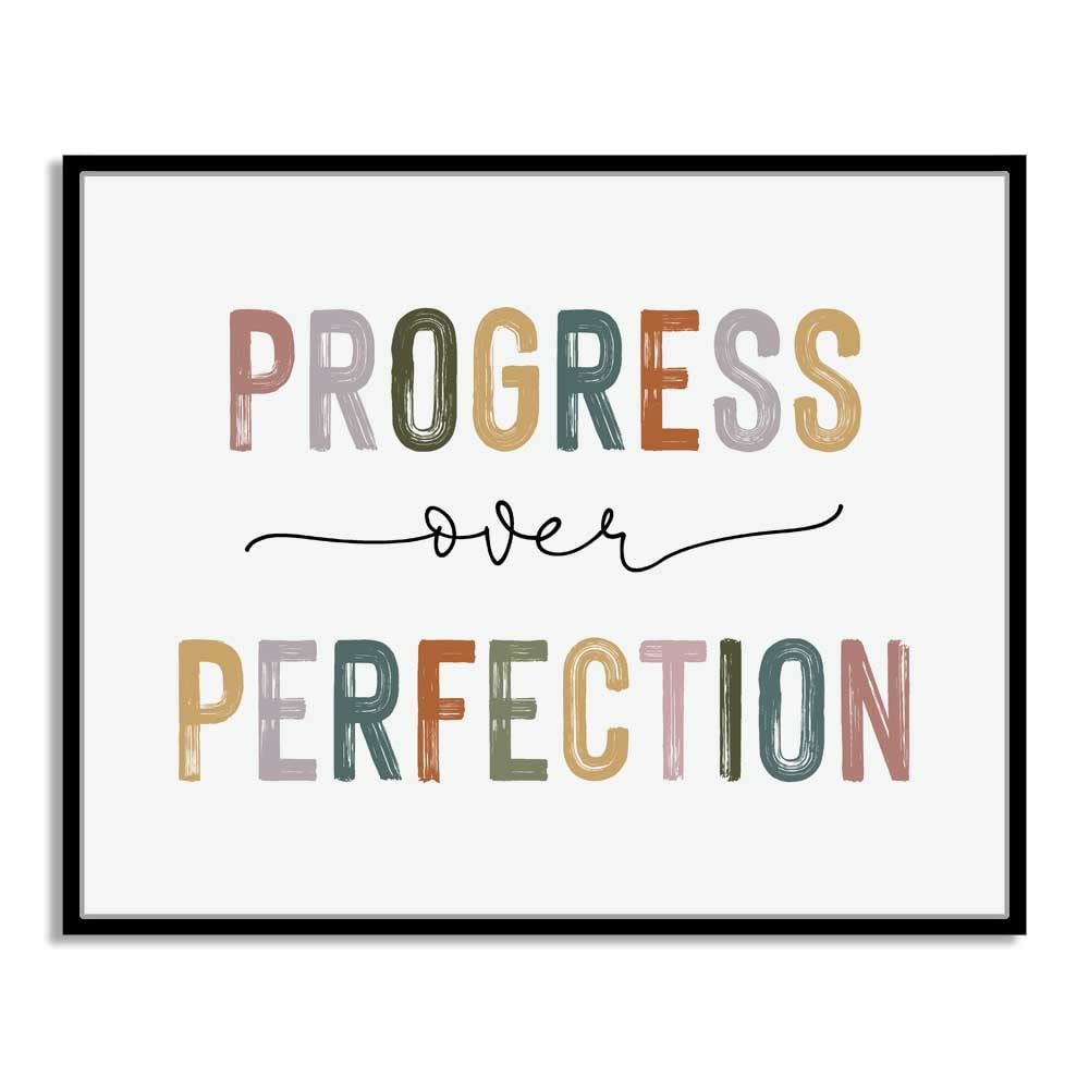 Classroom Signs Wall Art, Progress Over Perfection Growth Mindset Poster for Kids Students, Teacher Decor for Classroom, Inspirational School Office Homeschool Room Decor (14"L x 11"W Unframed, Unframed)