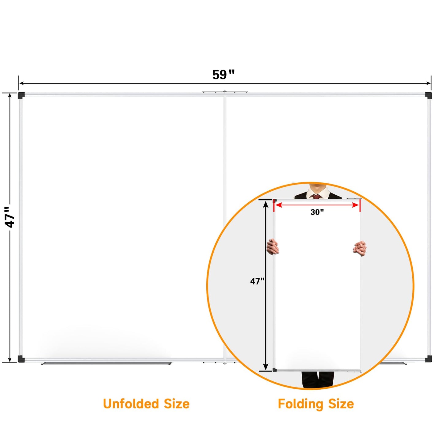 XBoard Magnetic Whiteboard 60 x 48 Inch, Dry Erase Board for Wall with Silver Aluminum Frame Foldable Presentation Board