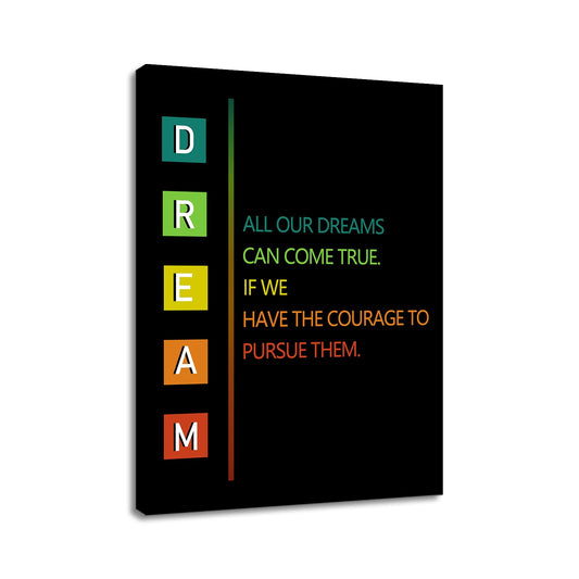 YSPCSUN Inspirational Wall Decor Dream Quote Canvas Prints Framed Motivational Posters For Bedroom Living Room Home Office Daily Affirmations Courage To Pursue Success Artwork 24x18 Inch Poster