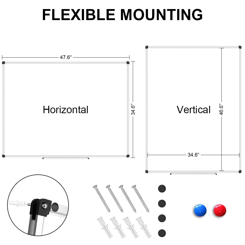 XBoard Porcelain Magnetic Dry Erase Board 48 x 36 Inch, Porcelain Whiteboard Aluminium Frame & Marker Tray