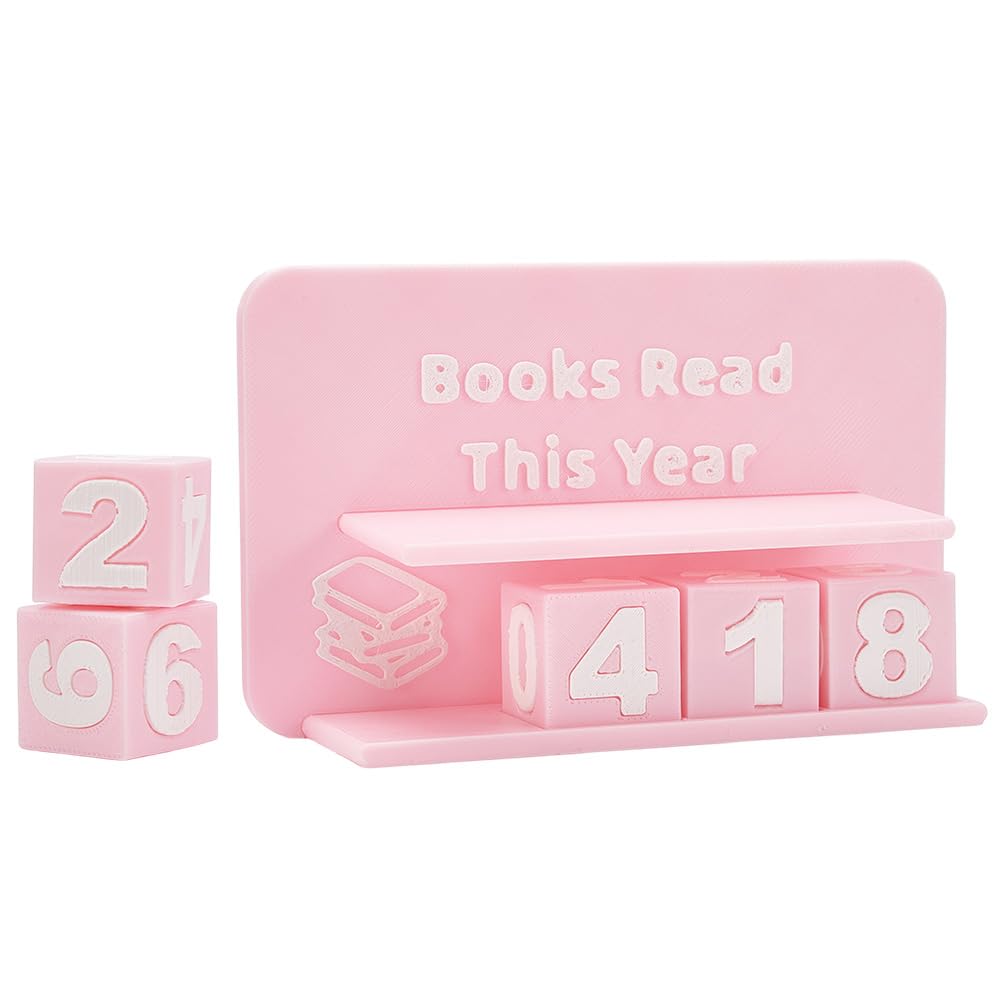 UNICRAFTALE Books Read This Year Counter Plastic 3D Printed Book Tracker for Reading Goal Display Pink Books Counter Sign Bookshelf Decor Reading Challenge Gift for Book Lovers 15.7x5.1x3.1Inch