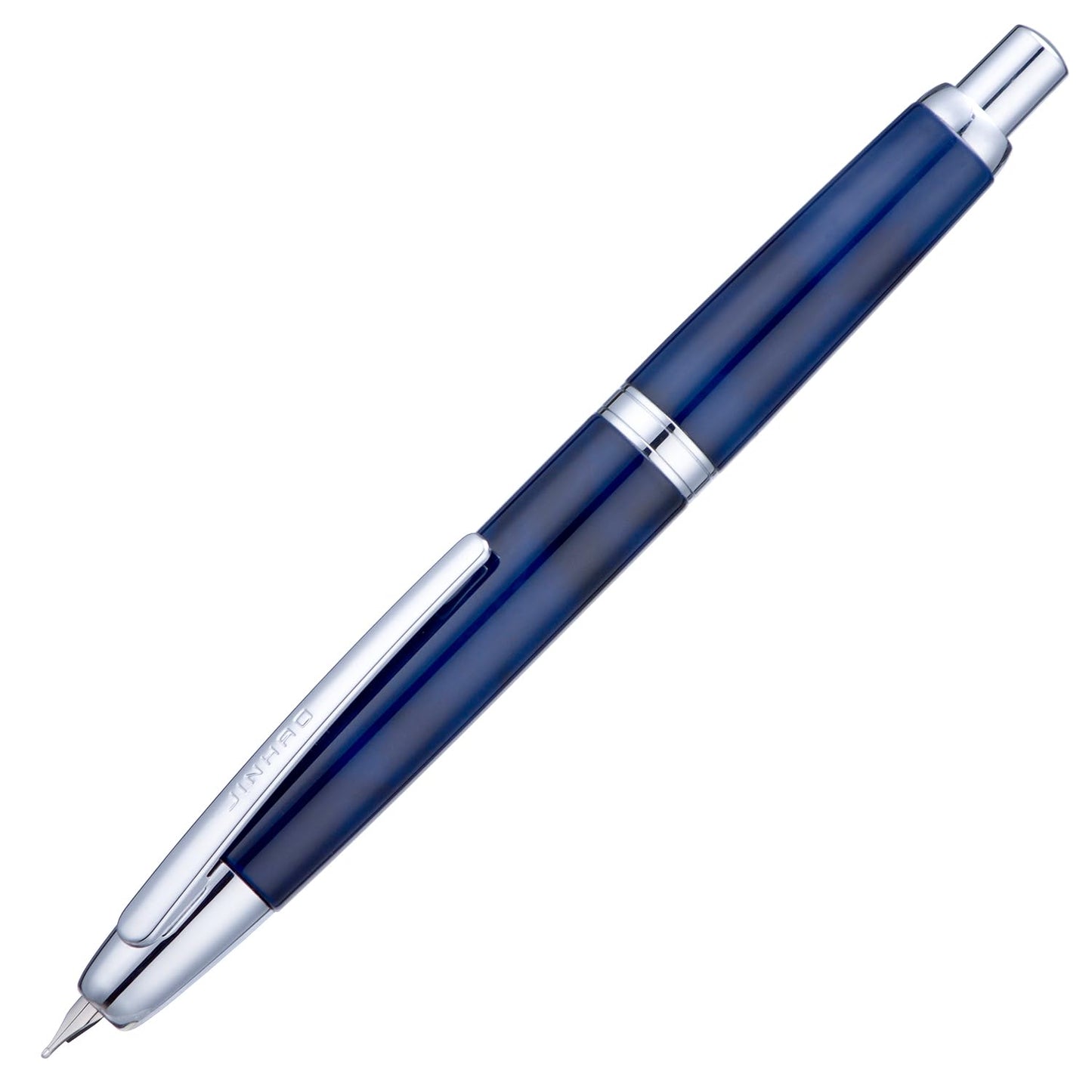 Jinhao 10 Press Fountain Pen with Box, Glacier Blue Retractable Extra Fine Nib with Ink Converter Set (Silver Clip)