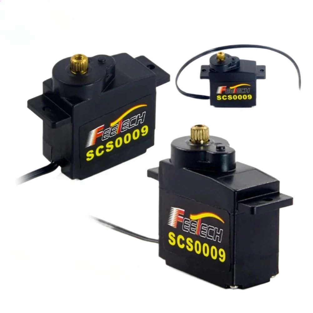 RCmall SCS0009 Serial Bus Servo Kit SCS0009 2.3KG Micro Servo Metal Gear w/300° Encoder TTL/RS485 for Robot Arm, RC Helicopter, Arduino, STEAM (4 Servos+1signal Conversion Board)