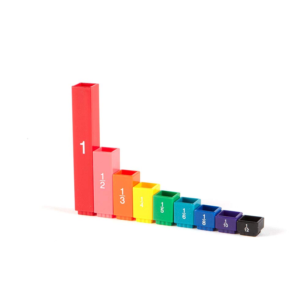 hand2mind Rainbow Fraction Tower Cubes, Fraction Equivalency, Montessori Math Blocks Materials for Kids, Math Manipulatives 4th Grade, Elementary Teacher Must Haves (Set of 51)