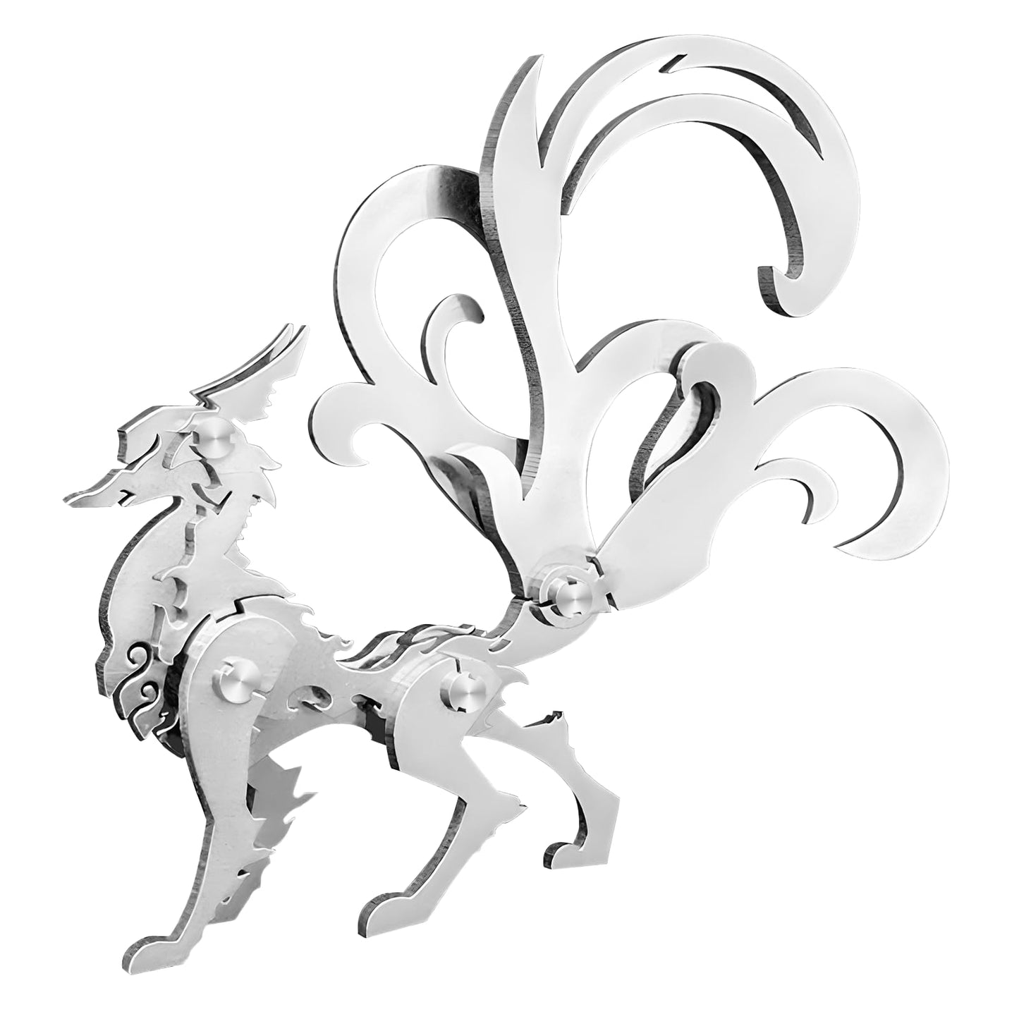 3D Metal Puzzles,3D Metal Puzzle for Adults,Mechanical Model Kit Little Nine Tailed Fox,Steel 3D Puzzles Stainless Steel Ornaments for Adults Home Decor Art Craft Gifts Toys.