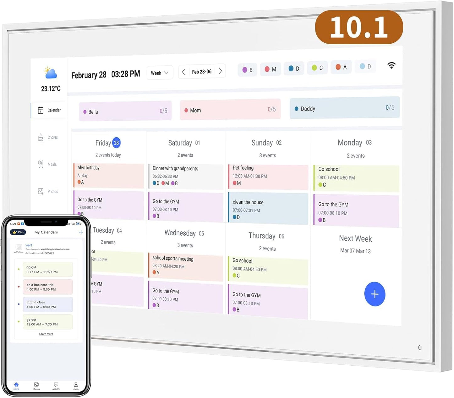 Calendar 10.1 Inch Digital Calendar & Chore Chart, Smart Touchscreen Interactive Display for Family Schedules Gift for Mother Mom Women Grandpa