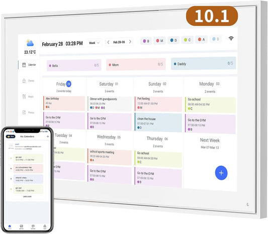 Calendar 10.1 Inch Digital Calendar & Chore Chart, Smart Touchscreen Interactive Display for Family Schedules Gift for Mother Mom Women Grandpa