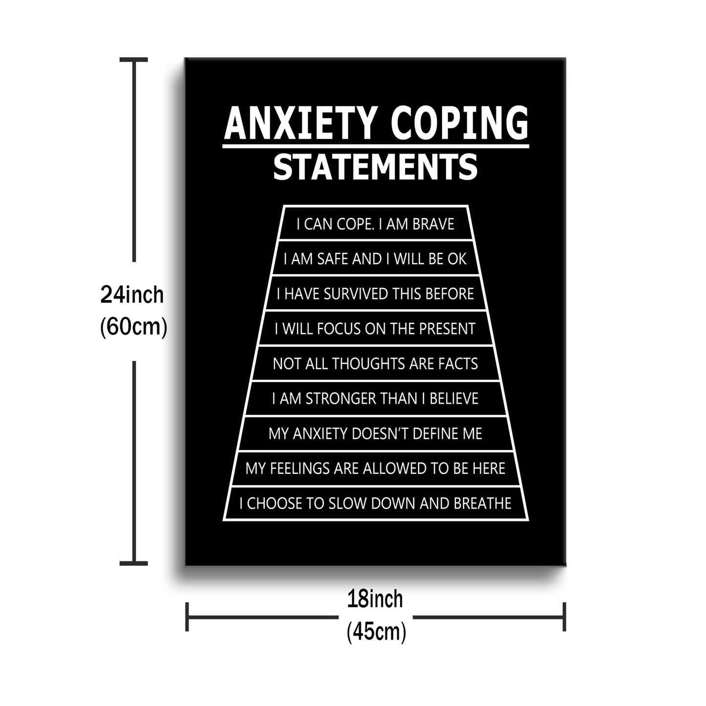 Inspirational Canvas Wall Art Anxiety Coping Statements Quote Office Decor Painting Pictures Motivational Poster Prints Artwork for Modern Home Living Room Stretched and Framed [18''Wx 24''H]