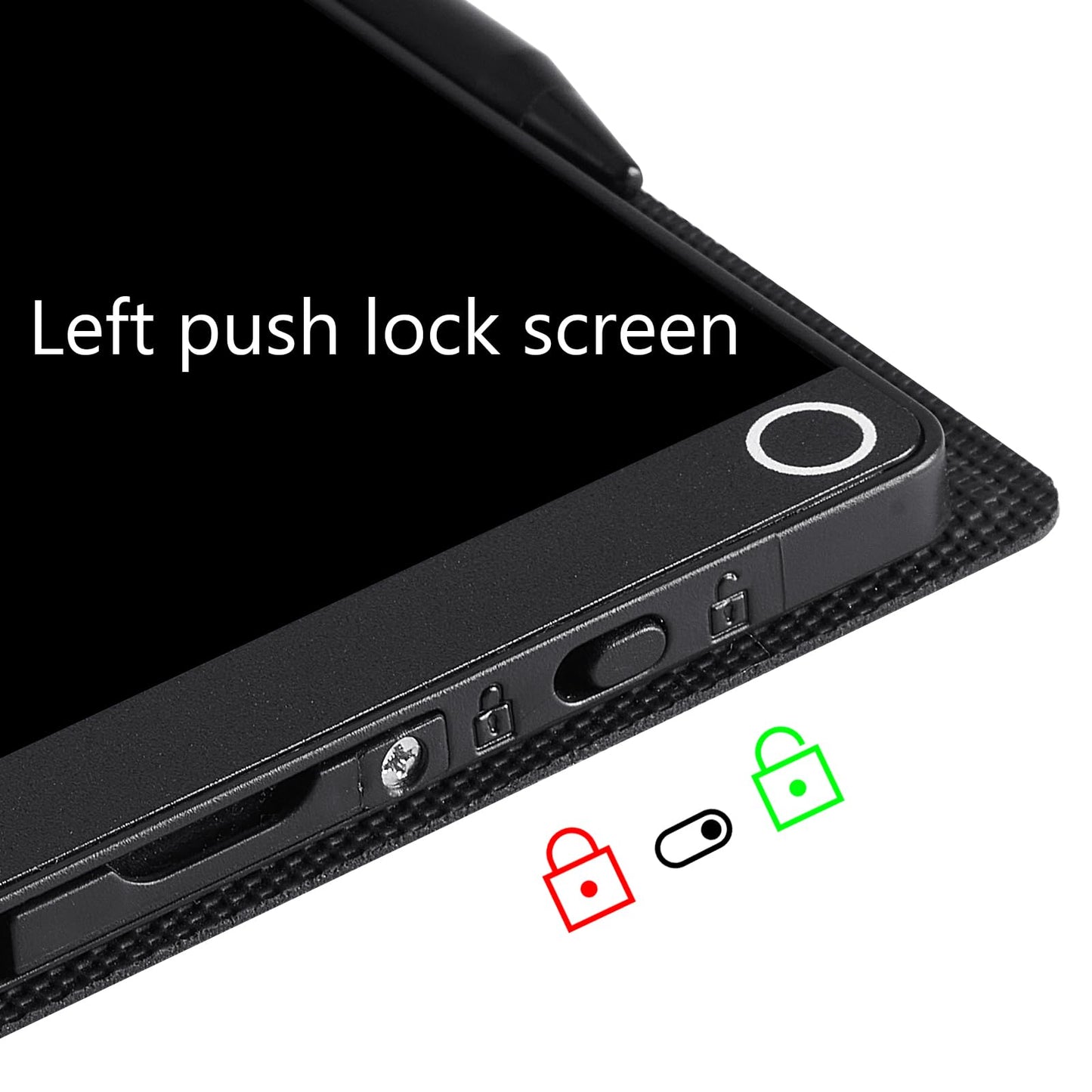 LCD Writing Tablet for Adults, 6.5 Inch Fine Tip Digital Notepad – Thin Lines, No Palm Marks, Lock Screen, Reusable Erasable Writing Pad with Leather Case & Hanging Pen for Office Home School