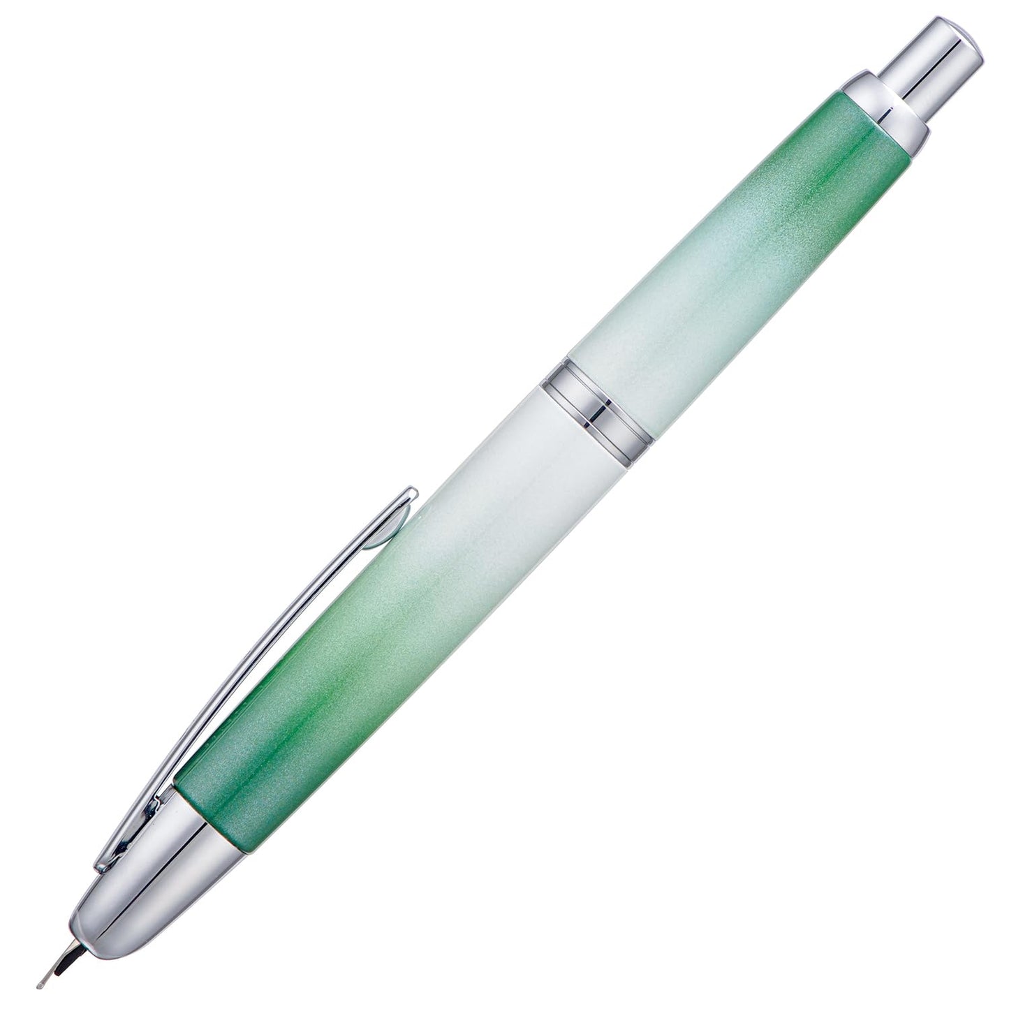 Jinhao 10 Press Fountain Pen with Box, Gradient Grass Green Retractable Extra Fine Nib with Ink Converter Set (Silver Clip)
