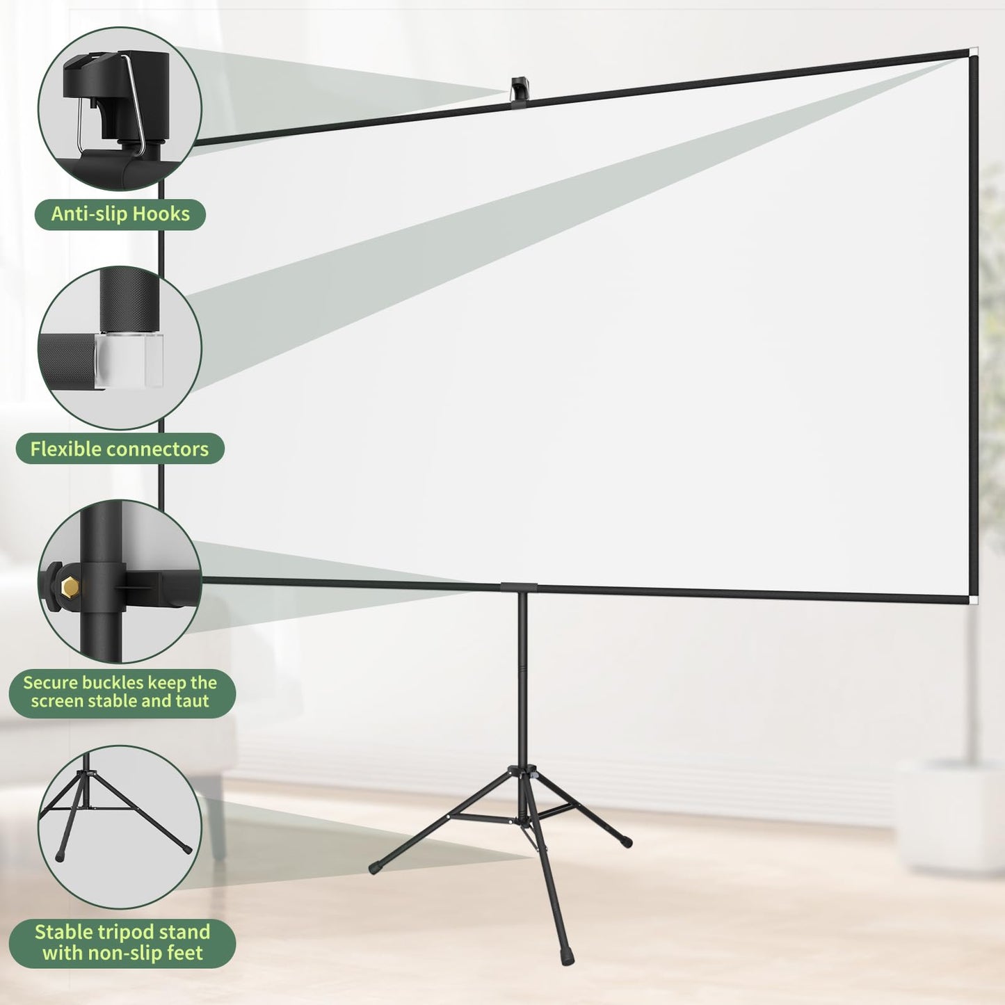 AAJK 60in Projector Screen with Stand,Portable 16:9 4K HD Indoor Outdoor Projection Screen with Wrinkle-Free Design, Ideal for Home Theater and Backyard Cinema – Includes Carry Bag (60IN) (60)