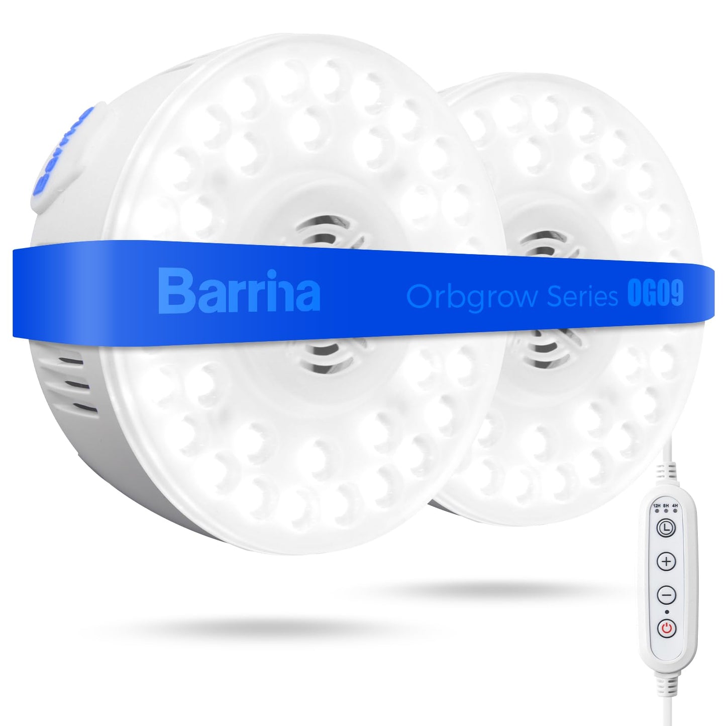 Barrina Grow Light OG09, Full Spectrum, 5000K, 18W (2 x 9W), 2 Packs with Timer, Magnetic & Linkable, 5 Levels Dimm