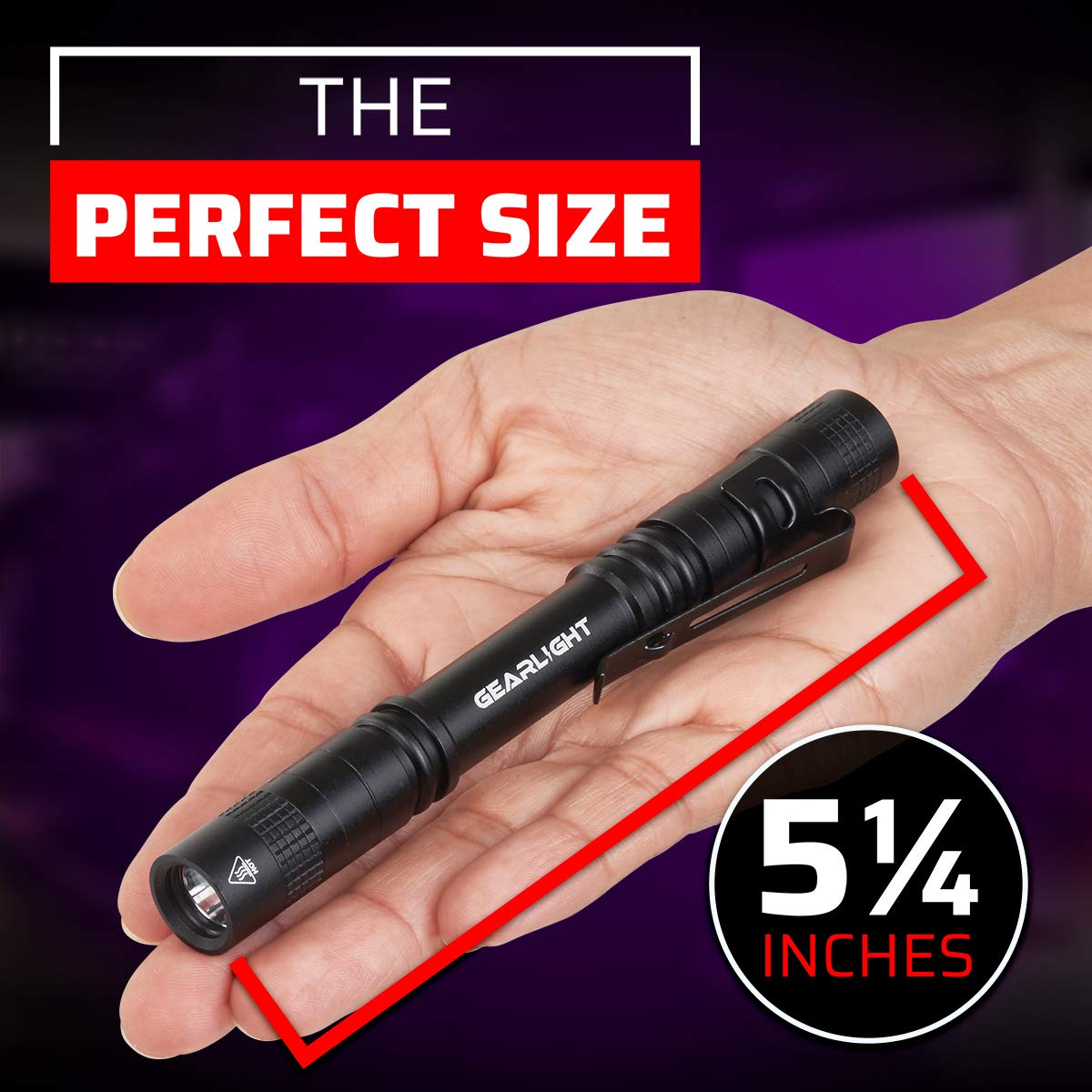 GearLight UV Black Light Flashlight S100 - 2 Pack Mini Blacklight for Leak Detection, Pet Urine, Stains - Black Color