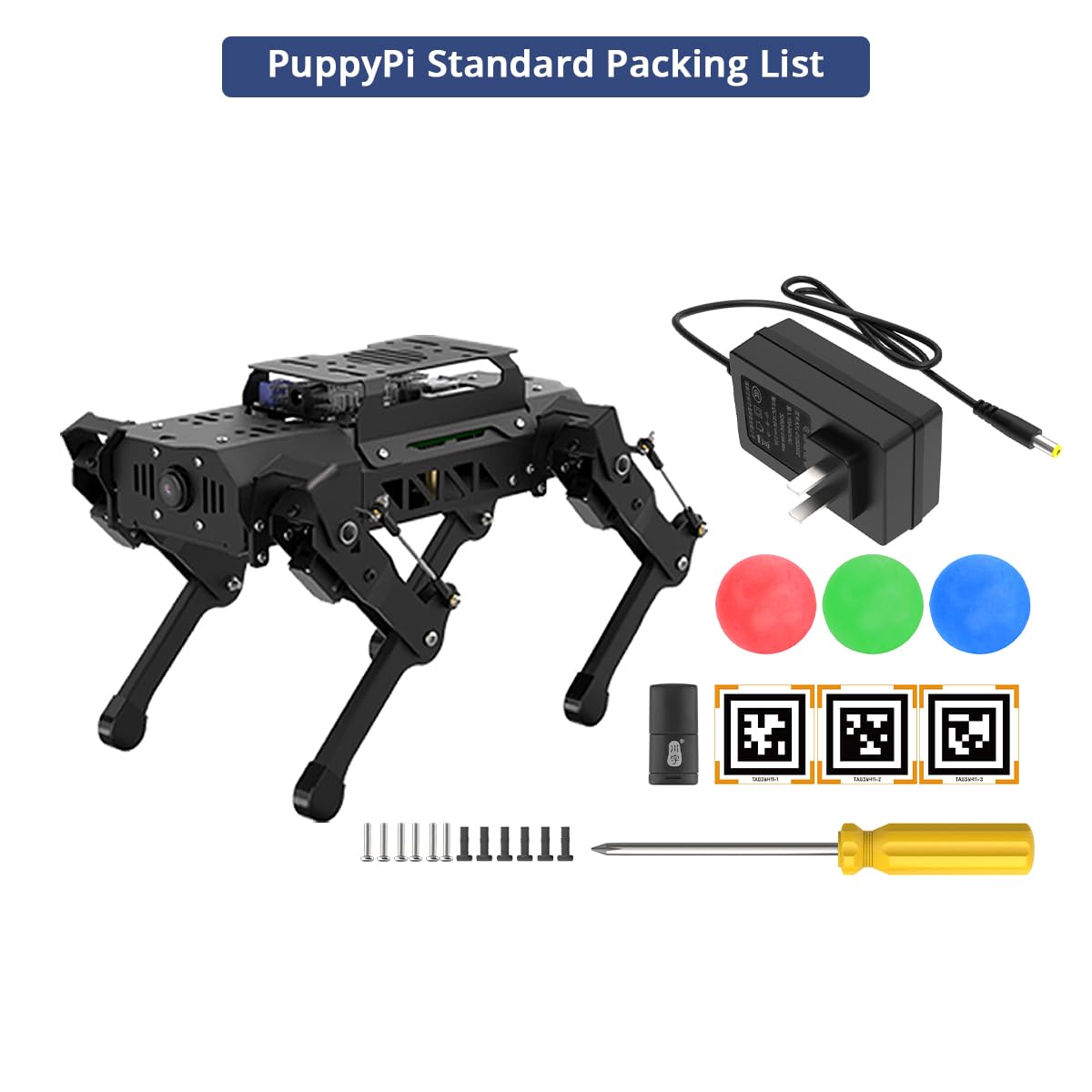 PuppyPi Robot Dog with ChatGPT Large AI Models AI Embodied Intelligence ROS Robotic Dog Vision Scene Voice Understanding SLAM Mapping Navigation Bionic Quadruped Robot, Standard Kit & RaspberryPi5 4GB