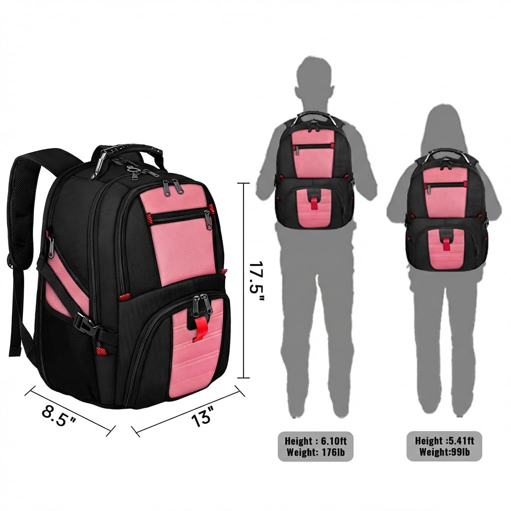 YOREPEK Large Backpack for Men, Extra Large Laptop Backpacks for Men Women, Water Resistant Travel Backpack Airline Approved Business Work Bag Fits 17 Inch Computer, Black