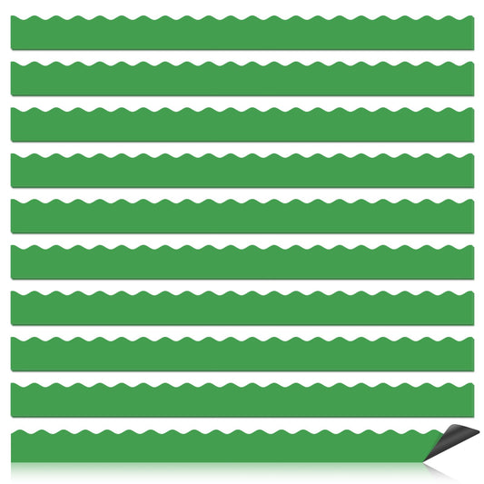 30 Pcs Magnetic Borders for Classroom Whiteboard - Green Magnetic Bulletin Board Border Set - Scalloped Chalkboard Border Strips for Teachers, Parents, DIY Home,School & Office Decoration