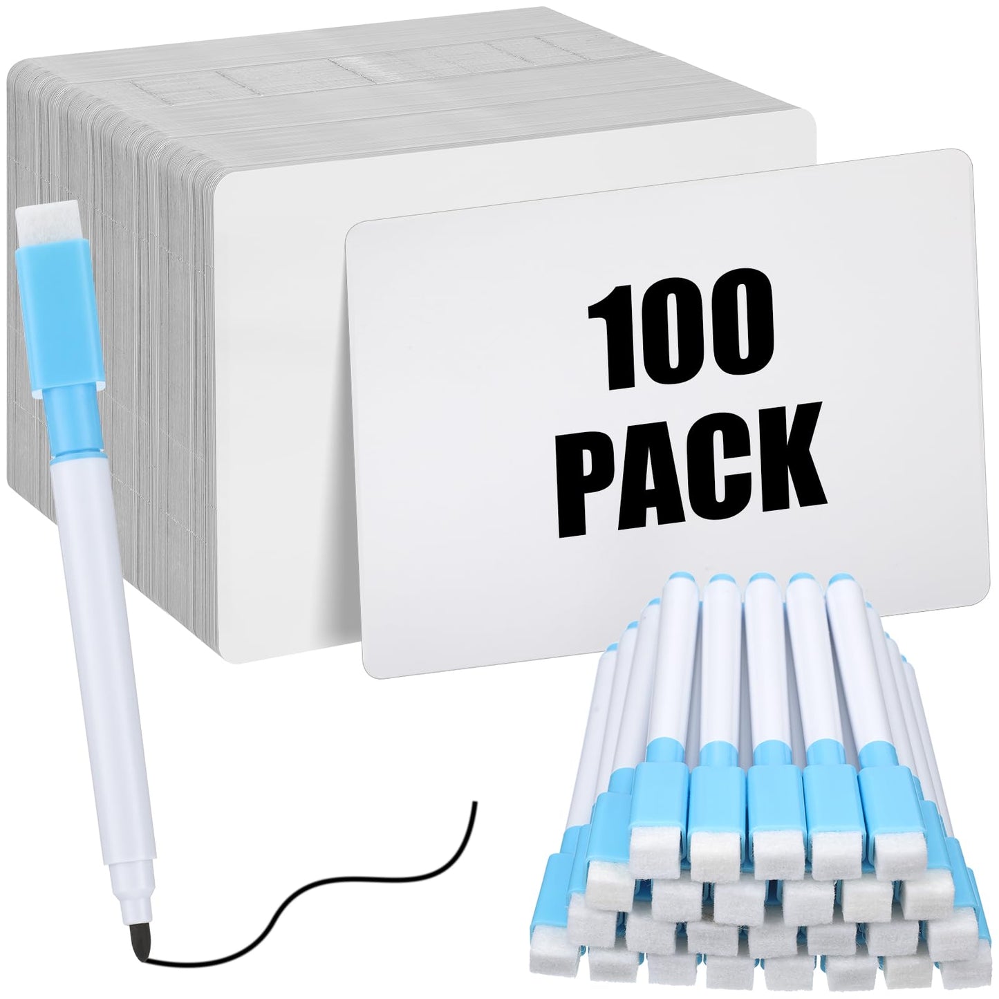 Fulmoon Dry Erase Lapboard Set with Markers Dry Erase Boards Classroom Pack Small White Board 9"X12" Mini Double Sided Whiteboard Set Lapboards for School Supplies(100 Pcs)