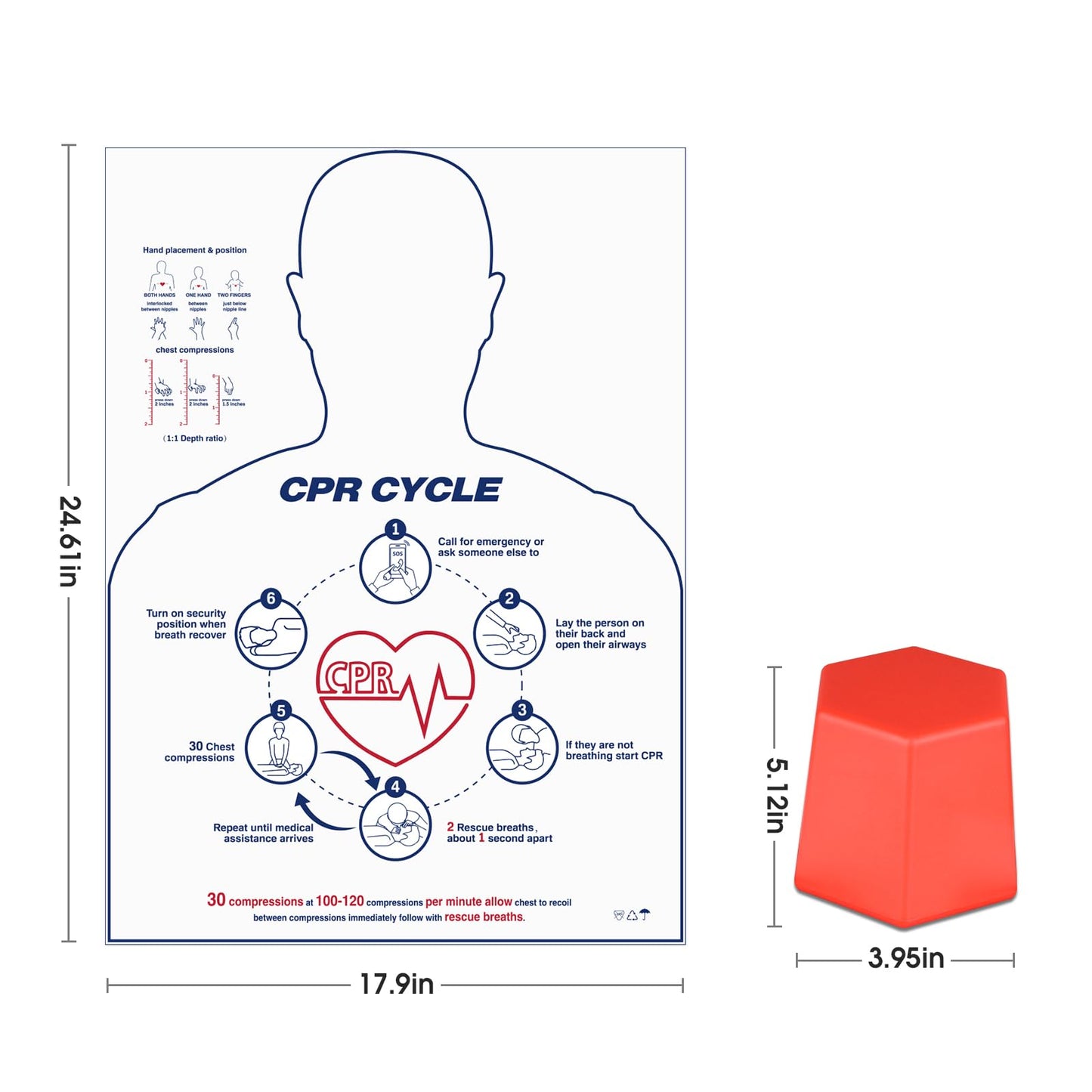 SimCoach CPR Training Model, Hands-only CPR Training Aid Kit, CPR Compression First Aid Training Tool for Nursing Students