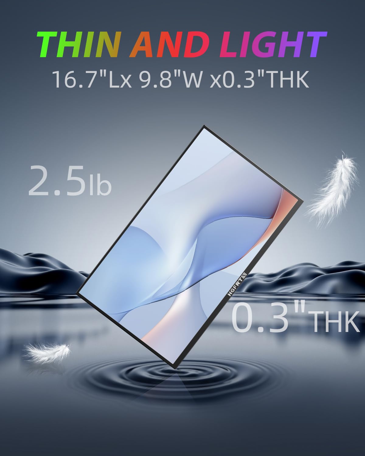 Hgfrtee Large Portable Monitor 18.5", 1080P FHD 100Hz 120% sRGB USB-C IPS Screen External Display for Laptop Mac Gaming Office PC, Travel Monitor with Kickstand & Speakers, VESA Mountable - LCD Panels