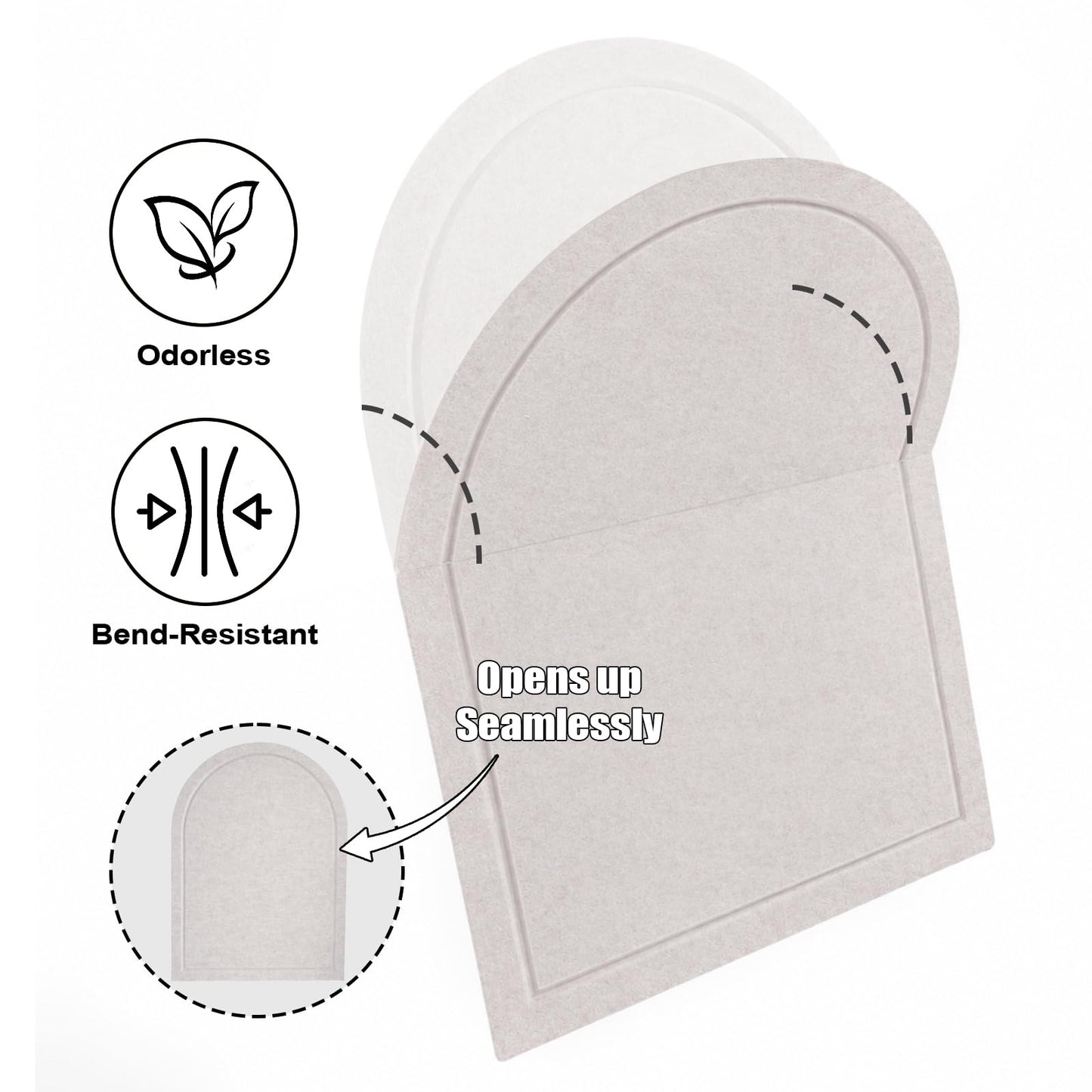 Arched Felt Bulletin Board, Sized 24" x 18" Cork Board Alternative Grooved Edge Foldable for Office & Wall, Customizable Adhesive Tile with Pin Hook for Photo Display School Home Office, Oatmeal