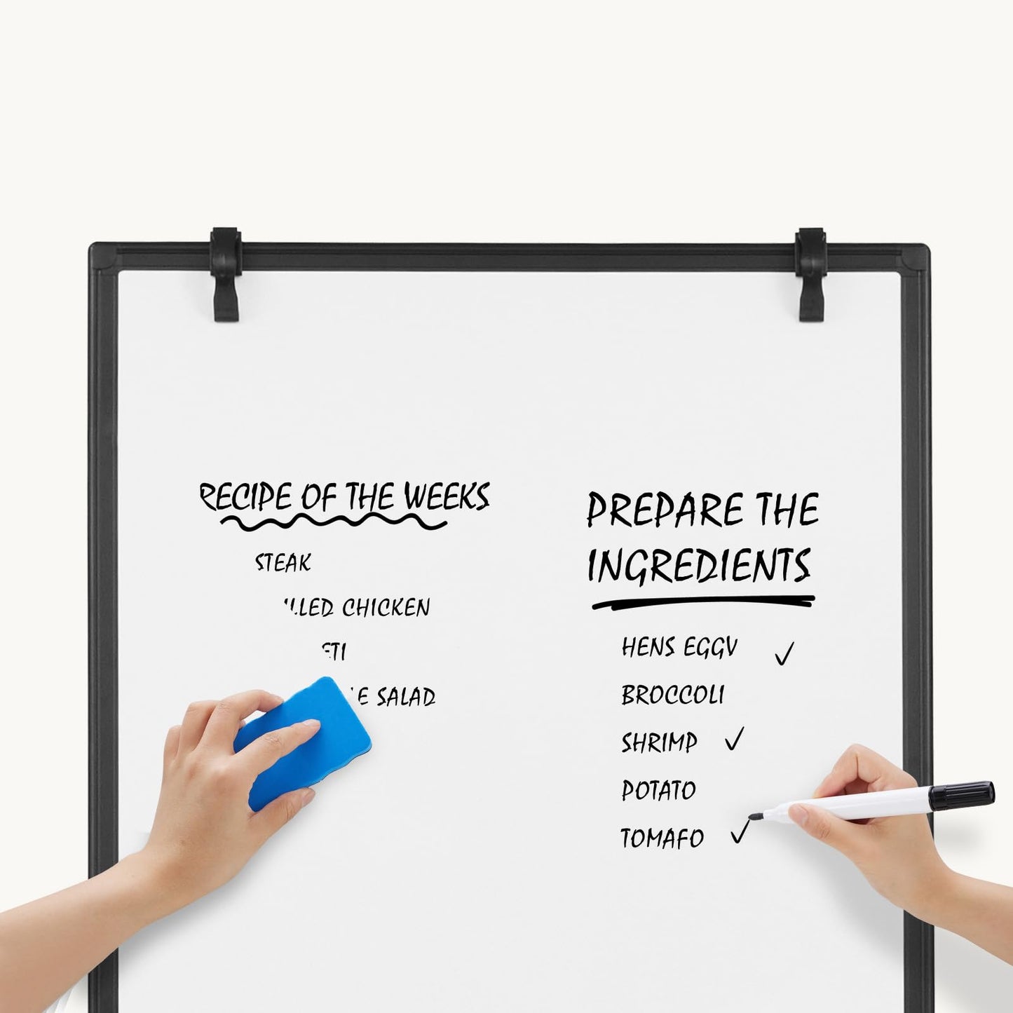 DUMOS White Board Easel 36 x 24 Inches, Magnetic White Board Dry Erase, Porbable Boards Height Adjustable, Dry Erase Board with Stand for School, Office and Home, Silver Aluminium Frame, Black