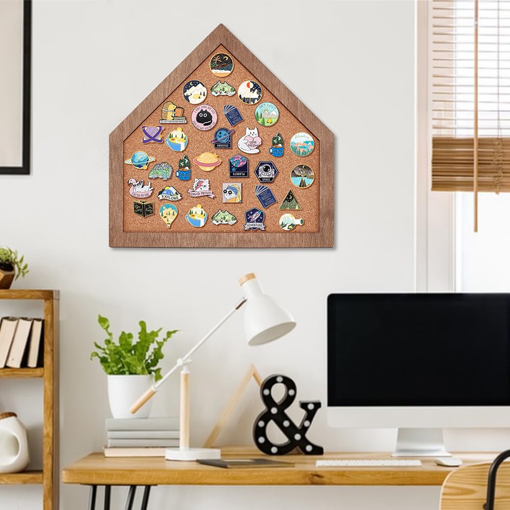 BENECREAT Cork Brooch Board, 11.8x11.8 Inch Wall Cork Tray Baseball Home Plate Pin Board for Brooch Pin Storage, Jewelry Display, Lapel Pin Enamel Pin Display, 19mm/0.5 Inch Thick