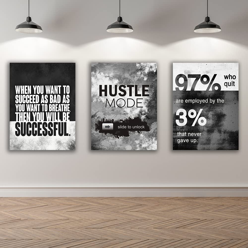 Motivational Painting Wall Art 3 Pieces Canvas Print Success Wall Art for Home Office Living Room Leader Canvas Quotes Inspirational Positive Poster Framed Motivation Artwork [36''Wx 16''H]