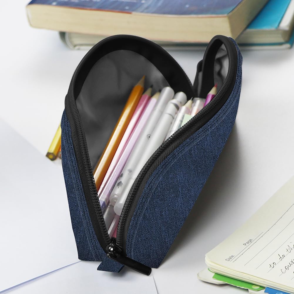 Gloppie Pencil Pouch - Practical Pencil Case, Aesthetic Simple Pencil Bag, Small Pen Holder, Back to School Supplies for Girls Boys, Blue