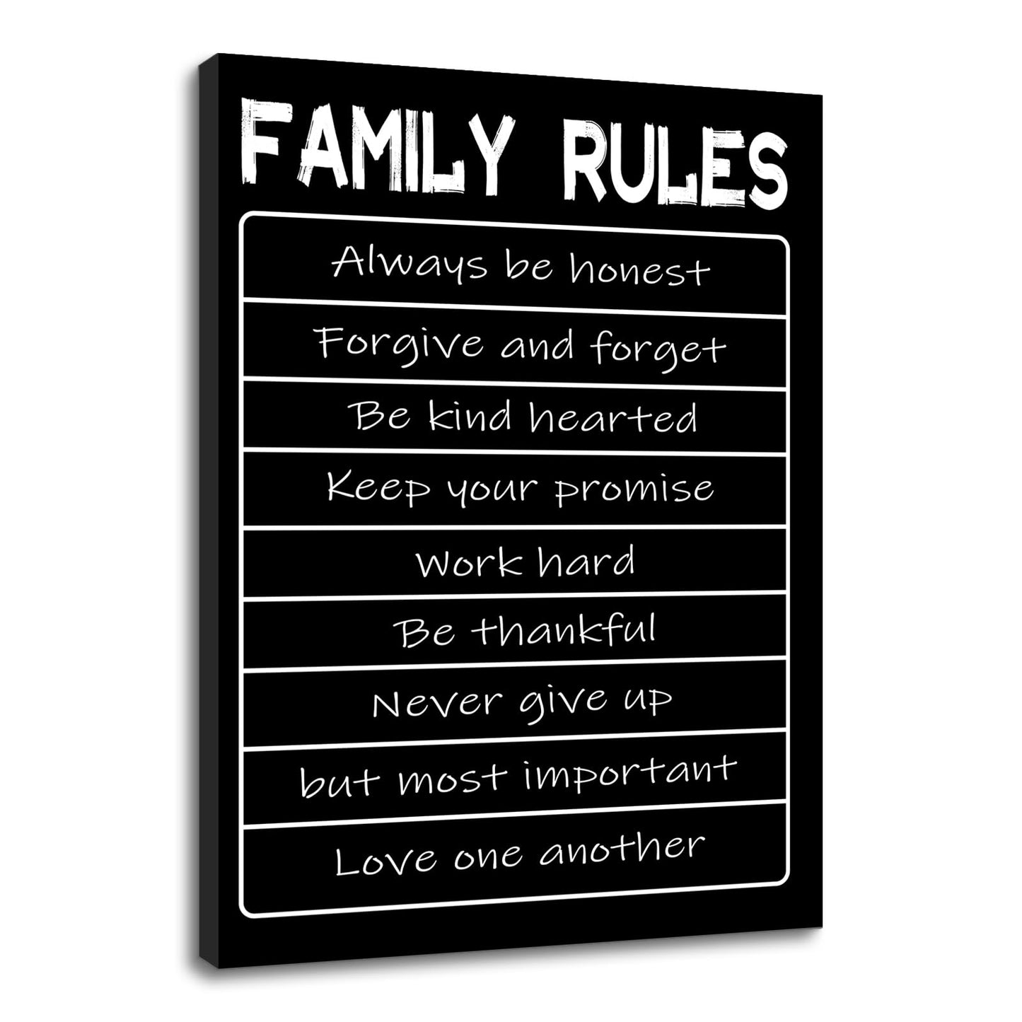 Motivational Canvas Wall Art Family Rules Entrepreneur Quotes Poster Print Inspirational Pictures Painting for Office Class Room School Wall Decoration Stretched and Framed [18''W x 24''H]
