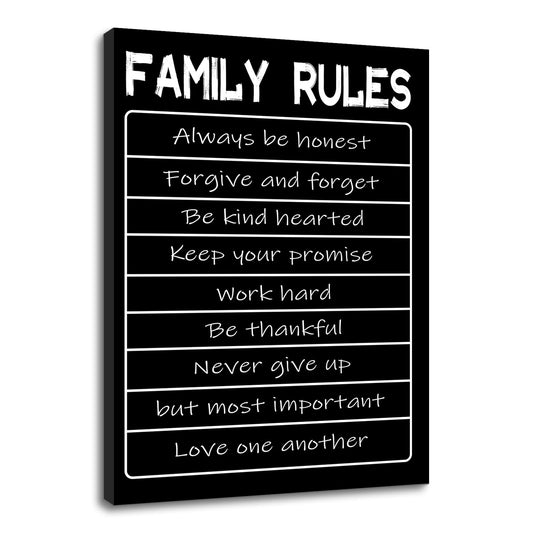 Motivational Canvas Wall Art Family Rules Entrepreneur Quotes Poster Print Inspirational Pictures Painting for Office Class Room School Wall Decoration Stretched and Framed [18''W x 24''H]