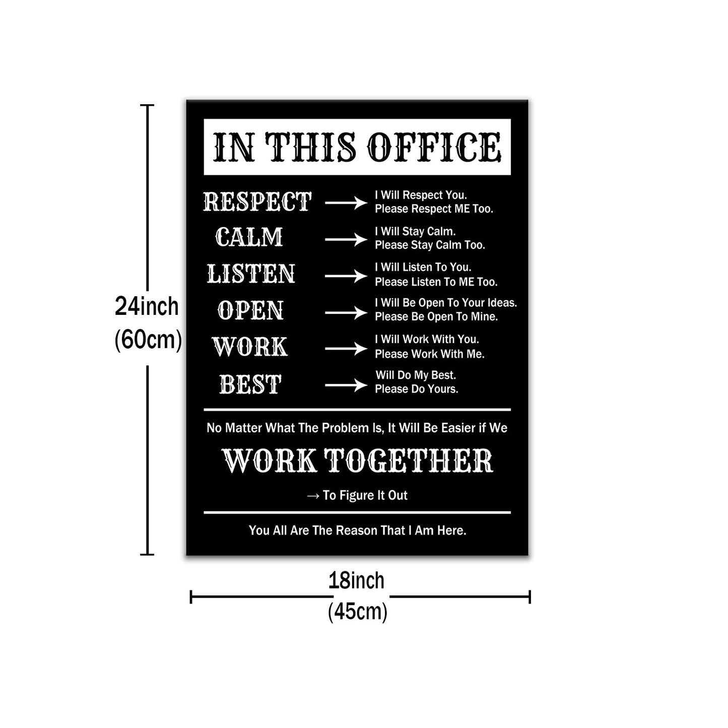 Motivational Poster Wall Decor In This Office Inspirational Quote Canvas Painting Prints Artwork Positive Affirmation Picture for Office Hallway Gym Workplace Stretched and Framed [18''Wx24''H]