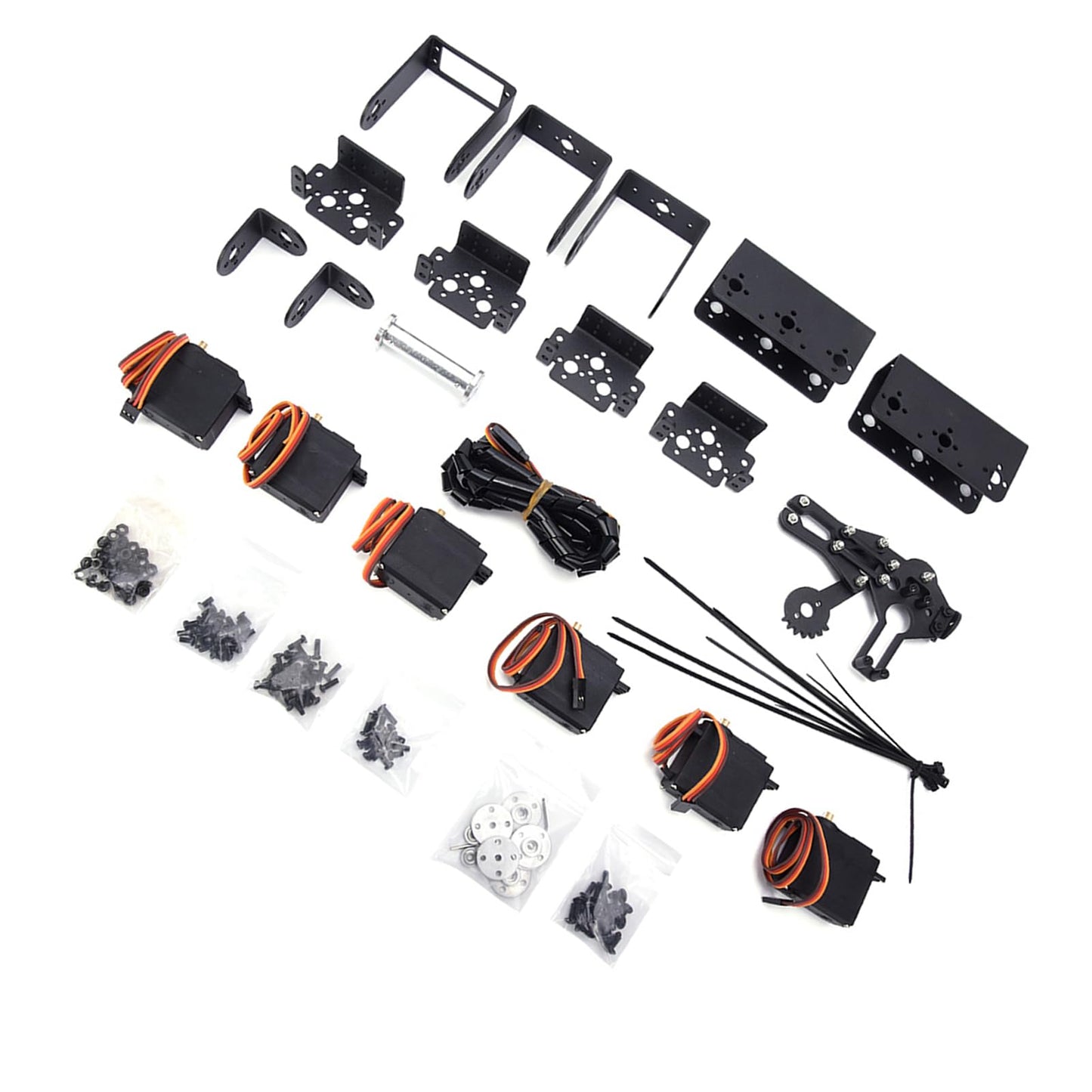 6DOF Robot Mechanical Arm Kit, Programming Robotic Clamp Hand Claw with 6 Servo Motors, 180 Degree Angle Manipulator Industrial Robot Parts for College Teaching