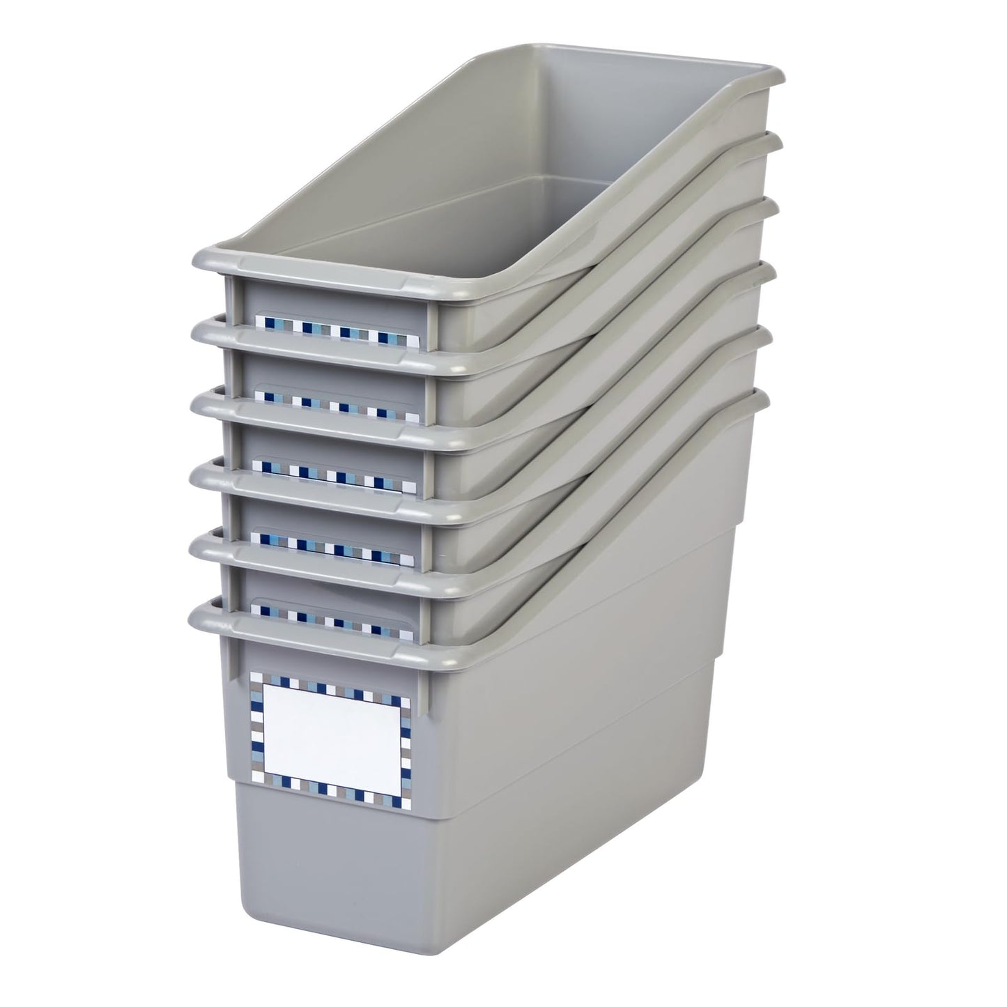 Really Good Stuff Durable Book and Binder Holder - 6pack, Pebble Color, 5 ?" x 12 ?" x 7 ?", Classroom Organization, Storage Solution, Sturdy and Versatile