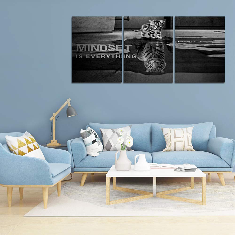 Wall Art Motivational Posters Inspirational Entrepreneur Positive Quotes Canvas Prints 3 Panels Painting Picture Wooden Framed Artwork Living Room Office Wall Decor-36 W x 16" H