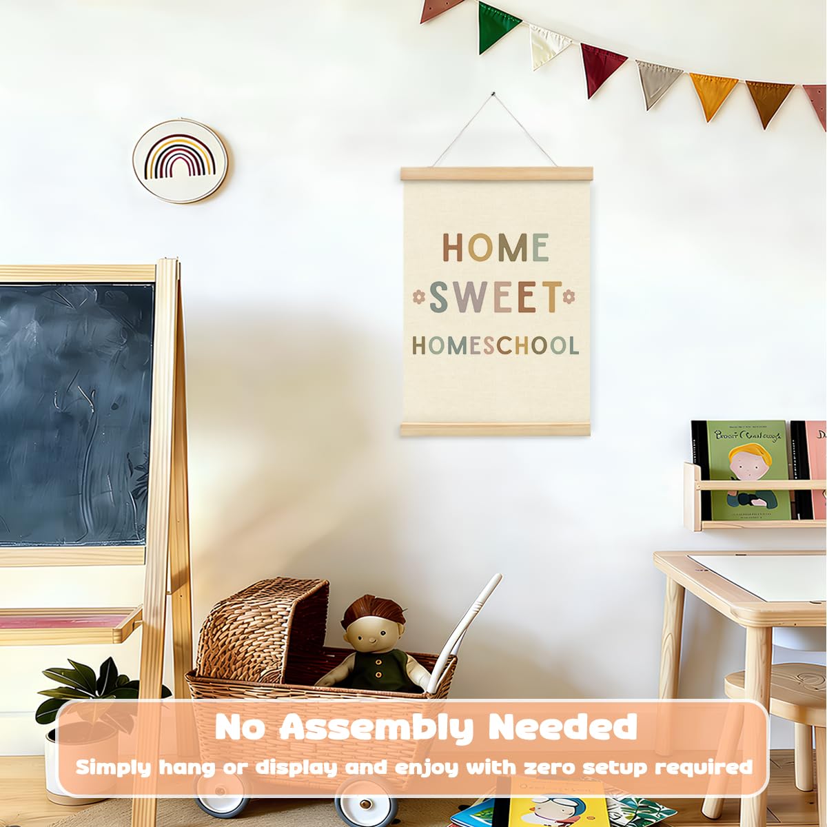 STHTTSW Home Sweet Homeschool Wall Art, Boho Homeschool Decor & Teacher Classroom Wall Art, Motivational Poster for Kids Room, Reading Corner & Homeschools Essentials, 12x16 Inch